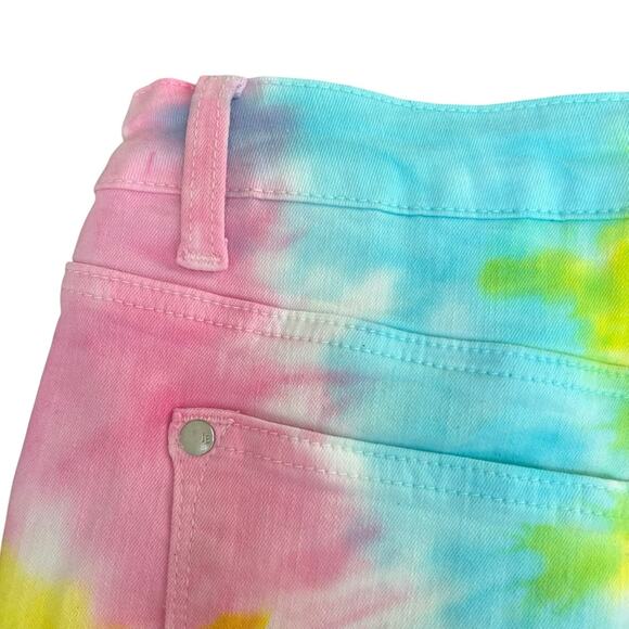 Judy Blue Tie Dye Cut Off Jean Shorts Size M Denim Pink Blue Yellow - Picture 13 of 15